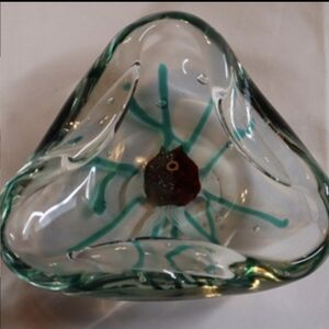 Vintage Murano Art Glass by Alfredo Barbini Fish Triangle Bowl/Dish/Ashtray